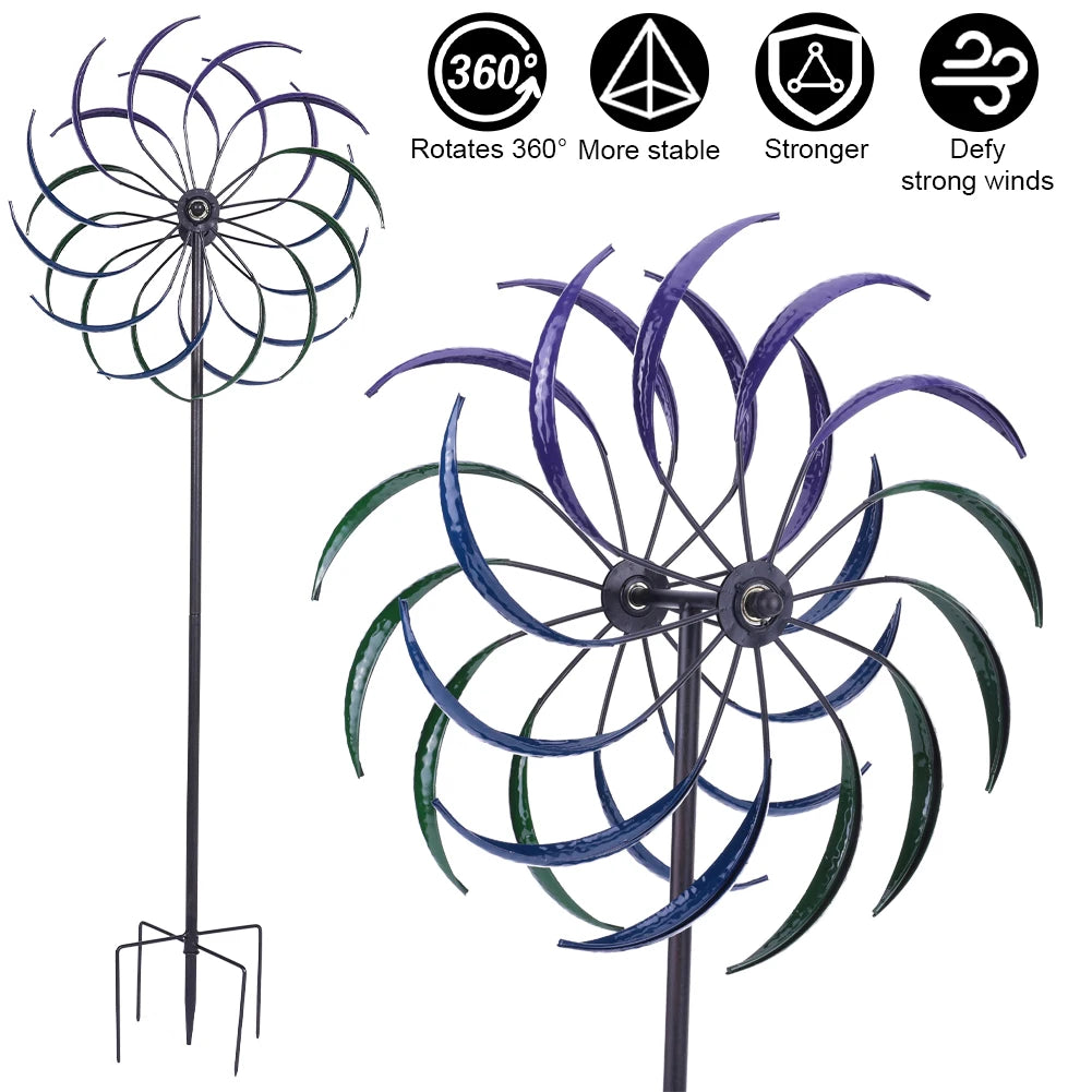 Public Craft Windmill Double-Layer Outdoor Wind Catcher Wear Resist Windmill Ornament for Yard Decoration Accessories Tool
