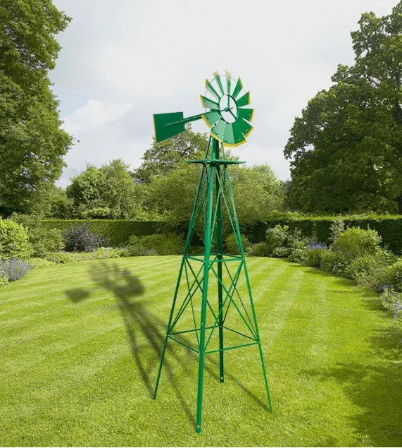 8 foot windmill decorated garden weather-wheel weather-resistant metal windmill