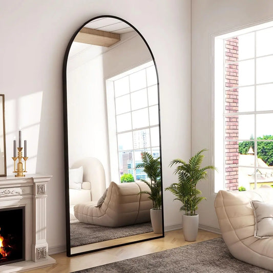 Modern Arched Full Length Mirror 34x76 Inch Aluminum Frame