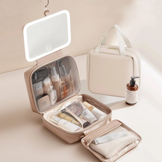 CN Guangdong Luxury PU Leather Toiletry Bag With LED Mirror
