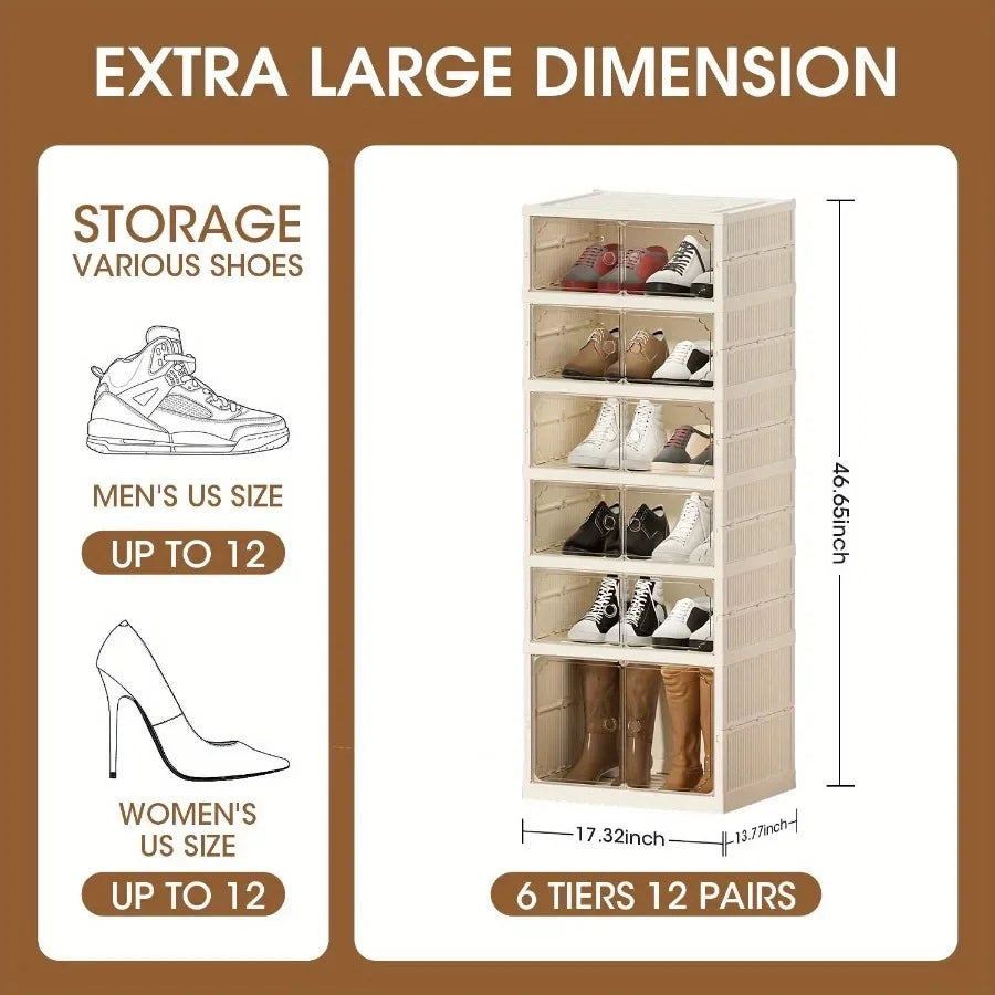 Feature Portable Shoe Storage Rack With Magnetic Clear Door