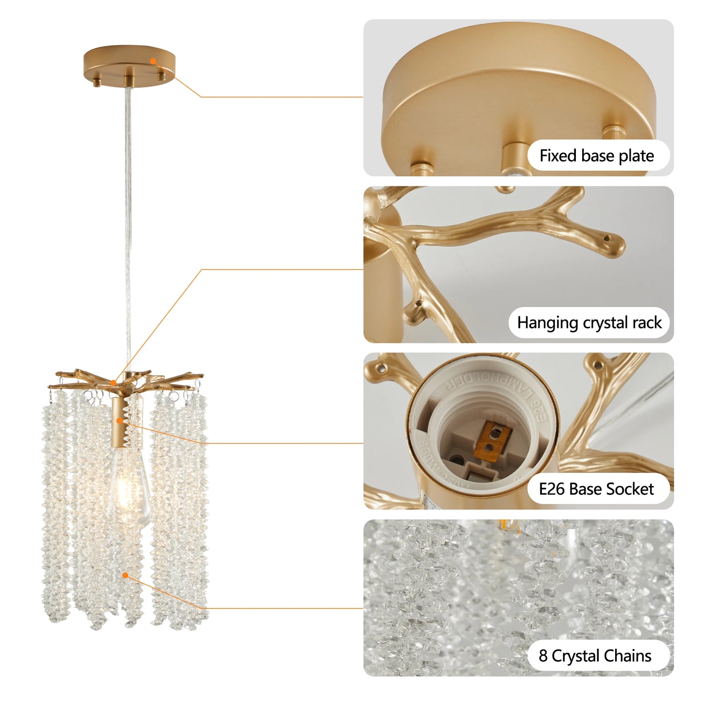 Arlgsite Luxury Crystal Pendant Lights 3 Pack Chandelier