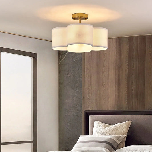 4-Light Semi Flush Mount Ceiling Light in Gold Finish