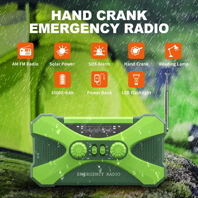 Hign-concerned 10000mAh Emergency Radio Hand Crank Solar