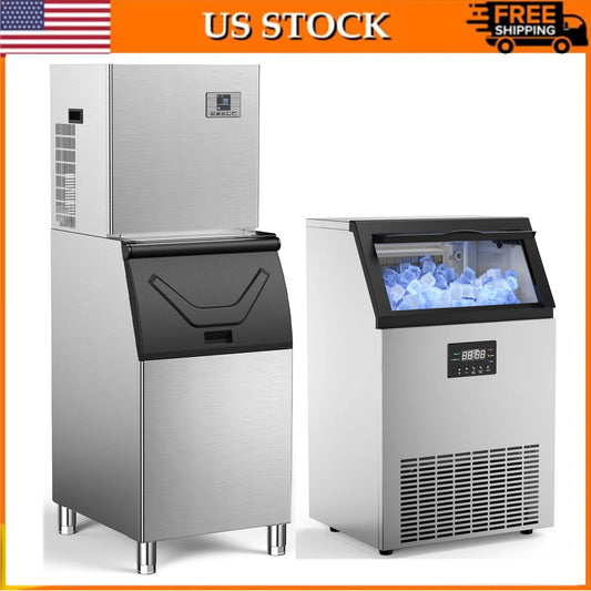 Commercial Ice Maker Machine with Large Storage Bin