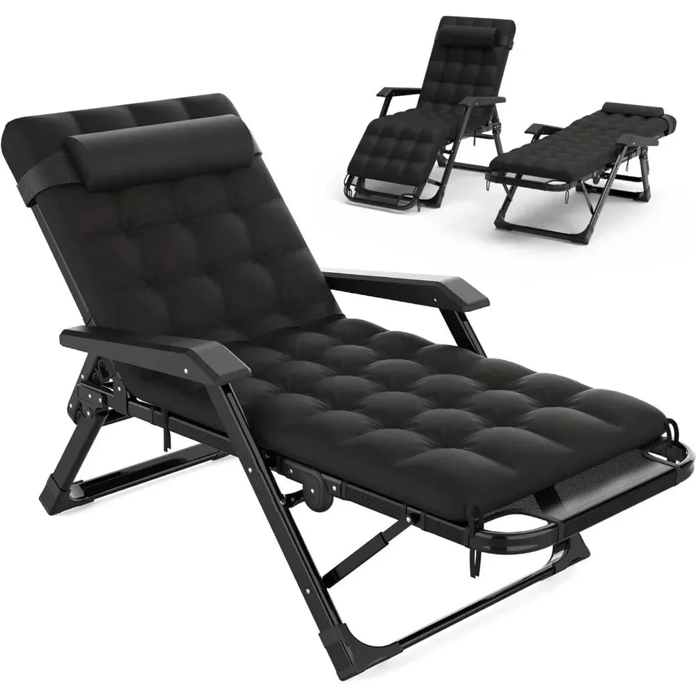 3 in 1 Oversized Folding Camping Cot 29in, 6+10 Positions Adjustable XL Patio Chaise Lounge Chair, Sleeping Cots for Adults