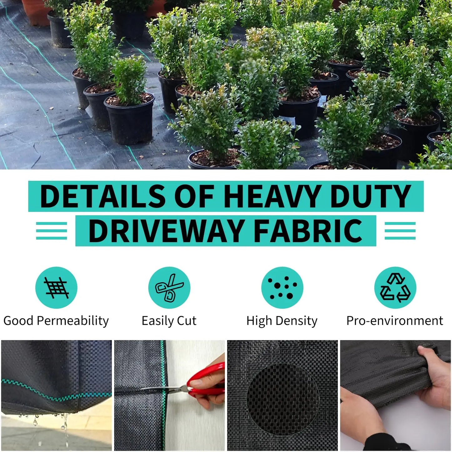 HiMISSH Weed Barrier Landscape Fabric Heavy Duty Cloth