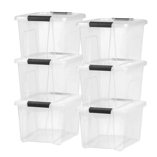OEINGCN Plastic Storage Bins With Lids Stackable 6 Pack