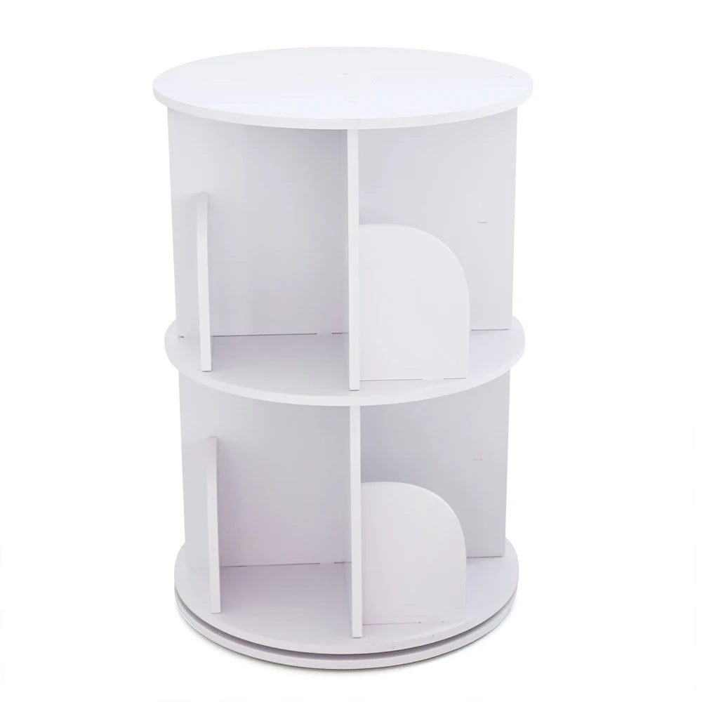 Hign-concerned Rotating Bookshelf 2 Tier Bookcase PVC