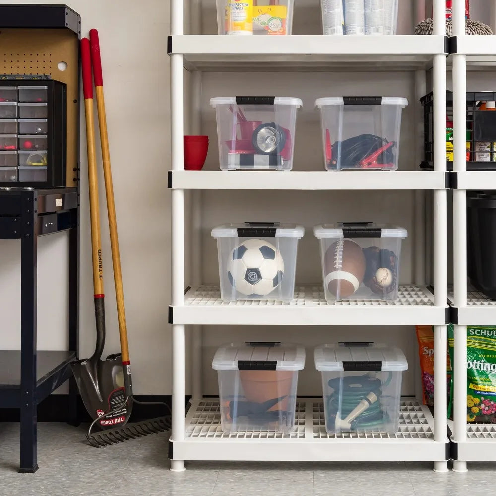 OEINGCN Plastic Storage Bins With Lids Stackable 6 Pack