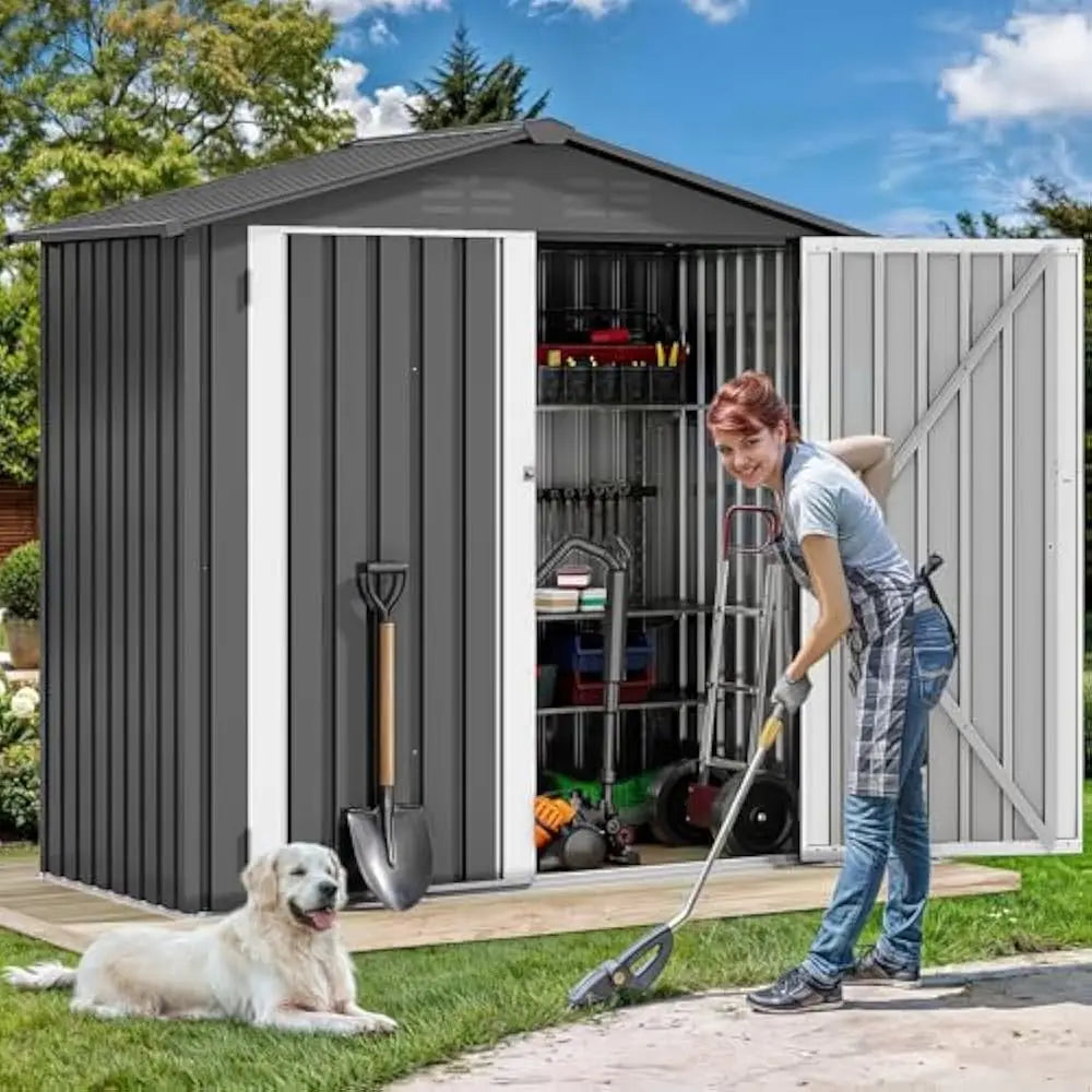 Feature Metal Outdoor Storage Shed With Ventilation
