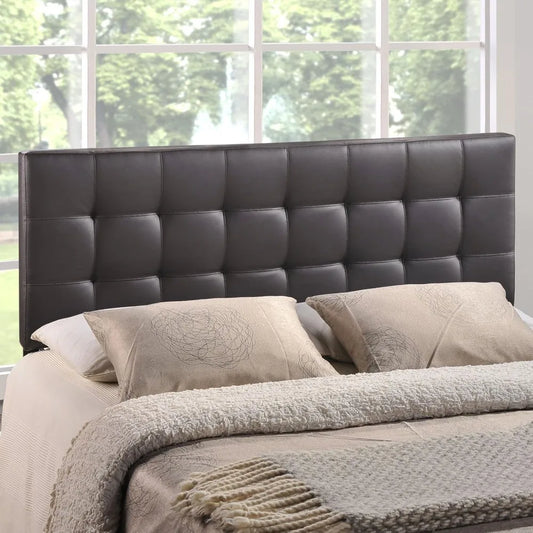 Lily Tufted Black Faux Leather King Headboard