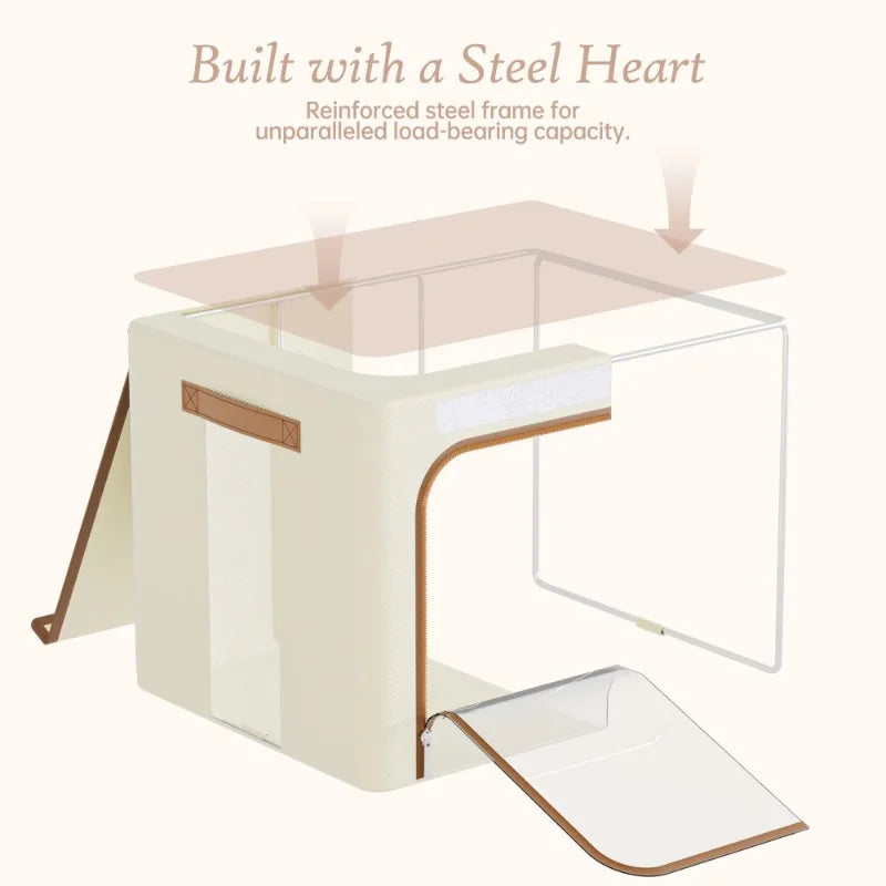 OEINGCN 3 Pack Clothes Storage Bins With Metal Frame