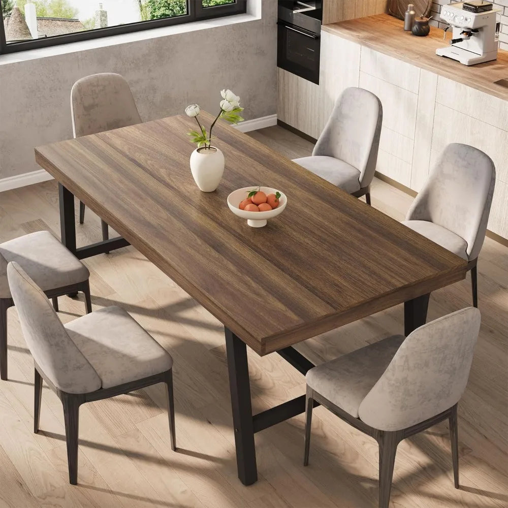 Angduo Industrial Dining Table Engineered With Metal Frame