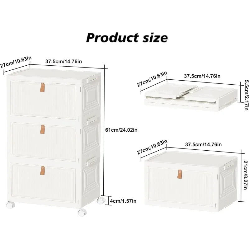 HUANHUICN Stackable Closet Storage Bins Foldable With Lid