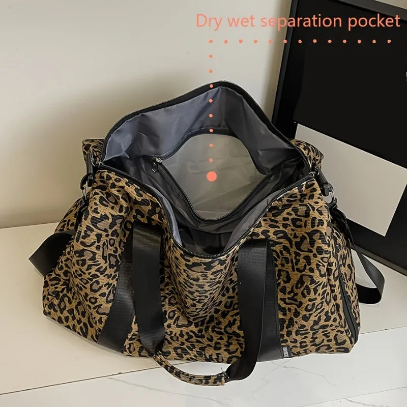 Unixinu Leopard Print Tote Bag Travel Duffle Weekender