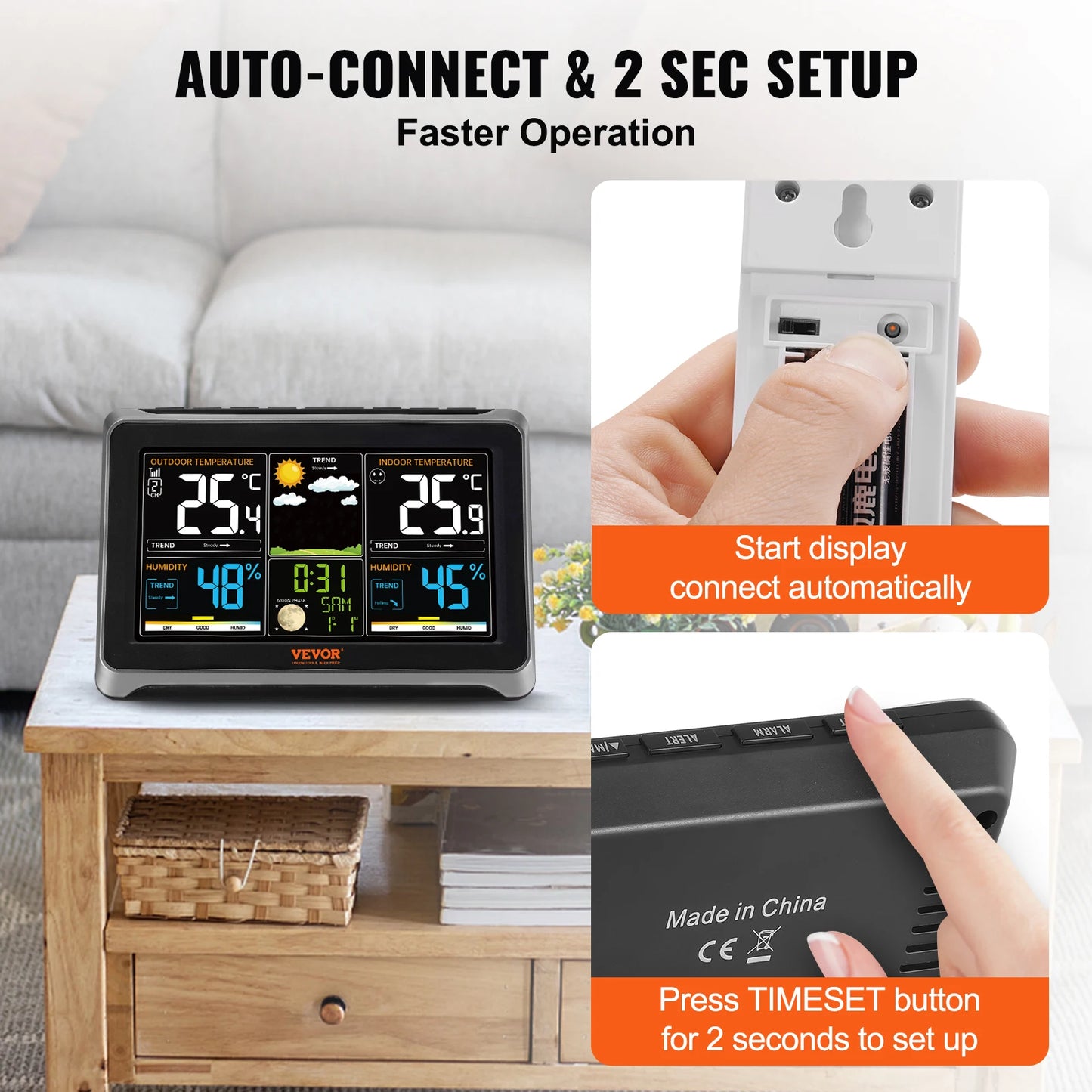 SucceBuy Wireless Weather Station Auto Time Calibration