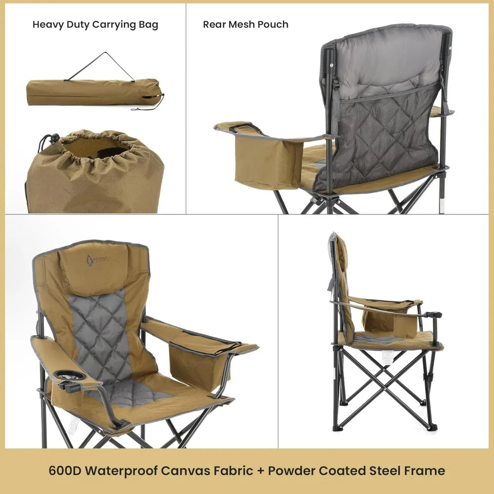 Portable Folding Camping Chair with Cooler and Cup Holders