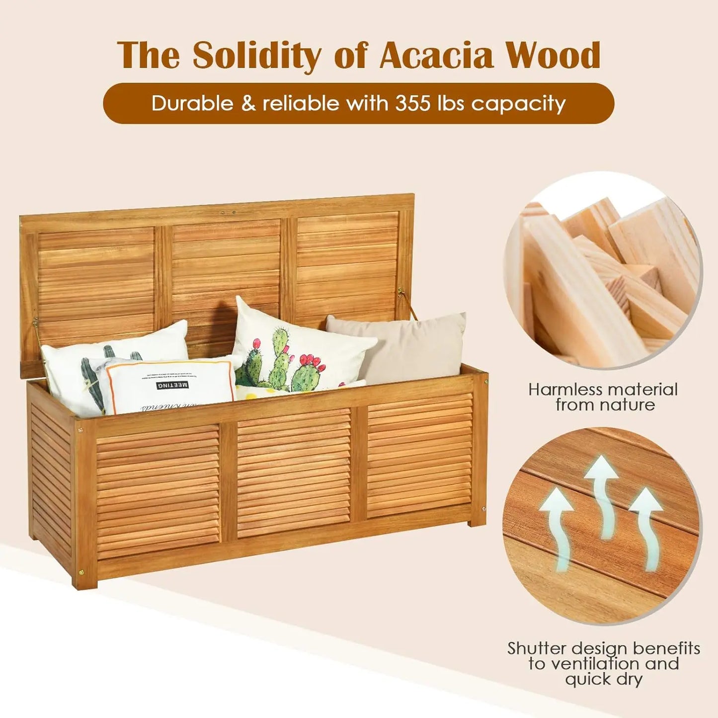 XMSJHign-concerned Acacia Wood Deck Box Garden Bench