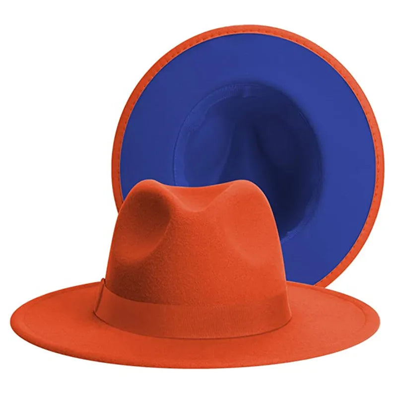 Patchwork Wide Brim Fedora Hat Unisex Cowboy Jazz Style