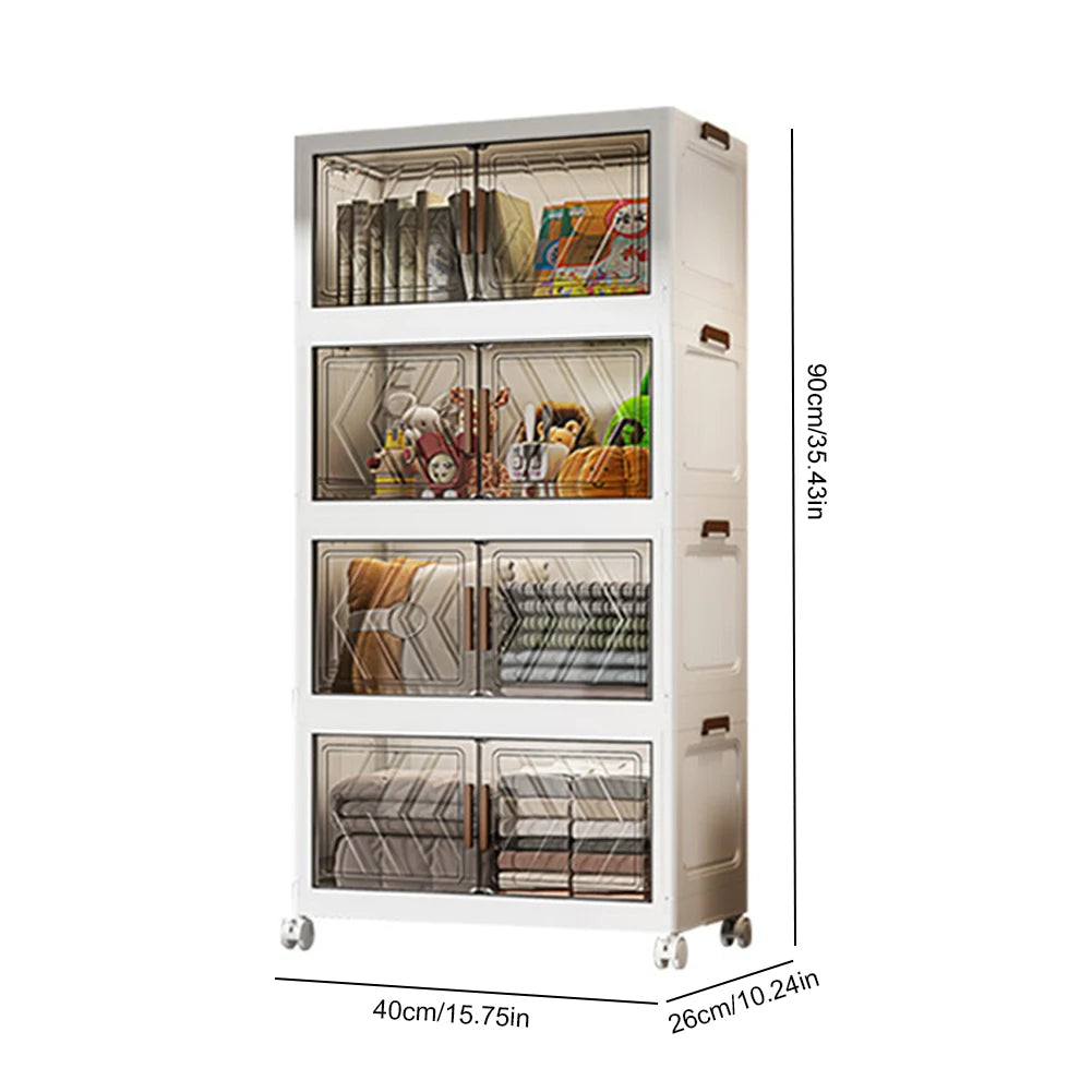 Alloet 4 Tier Stackable Storage Bins With Lids Doors Wheels