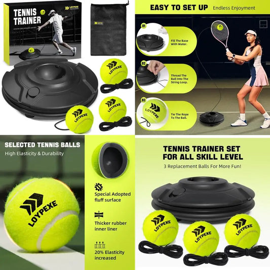 TEZEWA Tennis Practice Rebounder Set String Trainer