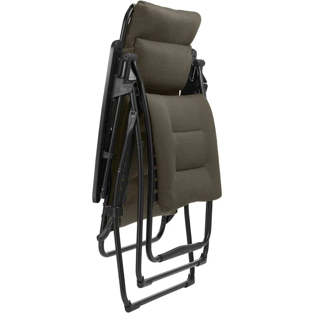 Futura Air Comfort Zero Gravity Chair XL Series Outdoor Lounge Relaxation with Headrest, Cushion, Footrest and Foot Glides, Tau