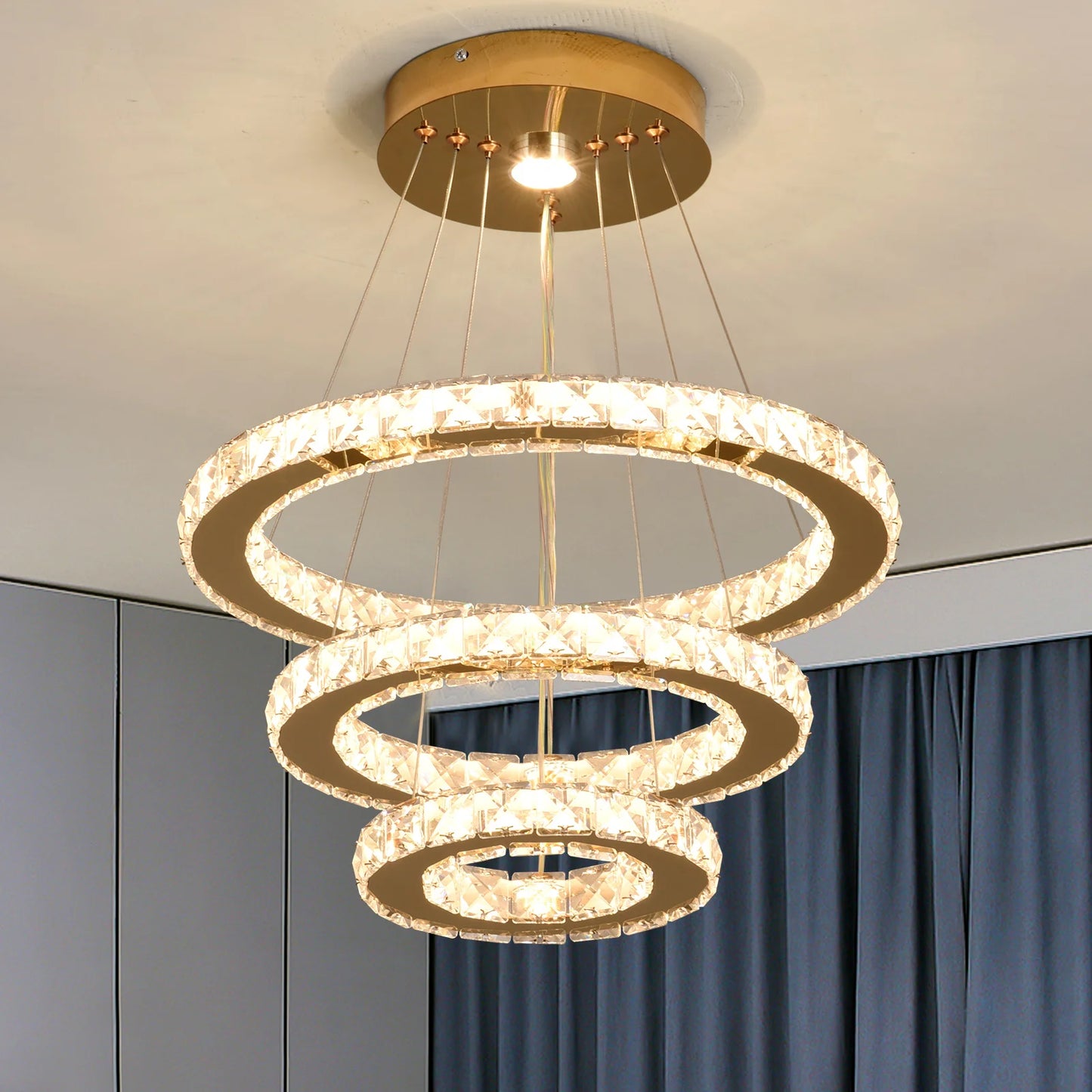 French Luxury Crystal Chandelier Pendant LED Ceiling Light for Living Room Hall Dining Decor