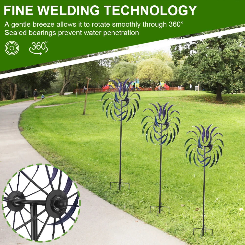 Public Craft Windmill Double-Layer Outdoor Wind Catcher Wear Resist Windmill Ornament for Yard Decoration Accessories Tool