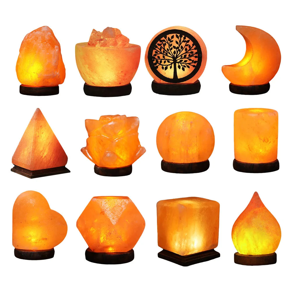 Himalayan Salt Lamp LED Night Light With Base Crystal Salt Rock Lamp Classic Table Light For Bedroom Decor