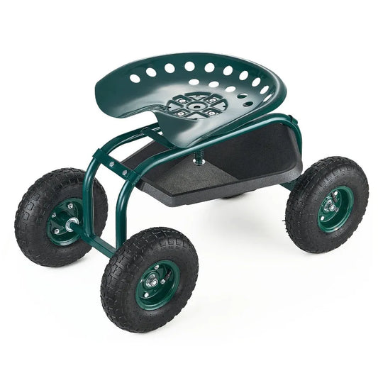 Hign-concerned Outdoor Rolling Garden Cart with Swivel Seat