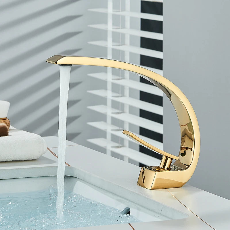 Black Chrome Bathroom Basin Faucet Deck Mount Mixer