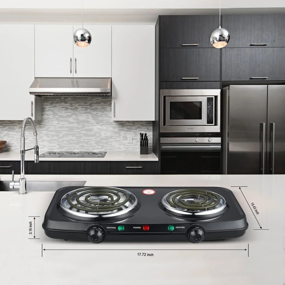 XMSJ Portable Double Burner Hot Plate 1800W Compact