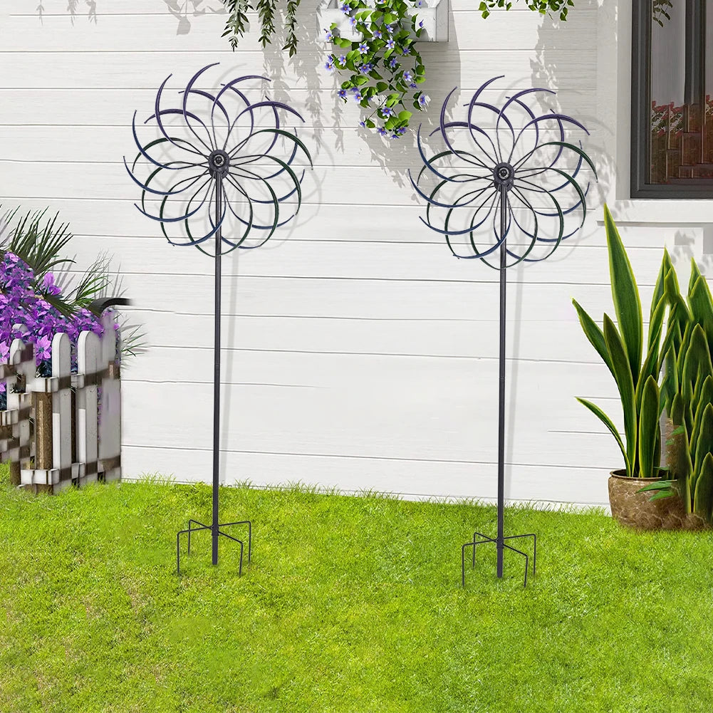 Public Craft Windmill Double-Layer Outdoor Wind Catcher Wear Resist Windmill Ornament for Yard Decoration Accessories Tool