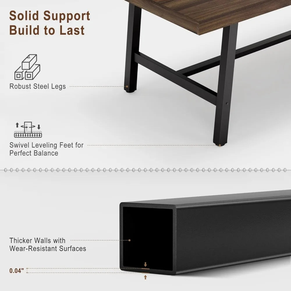 Angduo Industrial Dining Table Engineered With Metal Frame