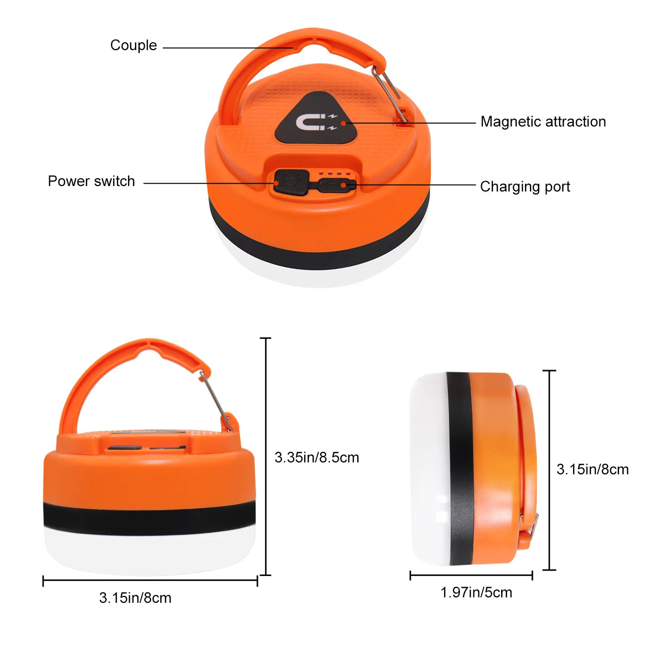 Portable Camping Lantern with Magnet Base 3 Lighting Modes Rechargeable Emergency Light Market Lights Outdoor Camping Bulb Tent