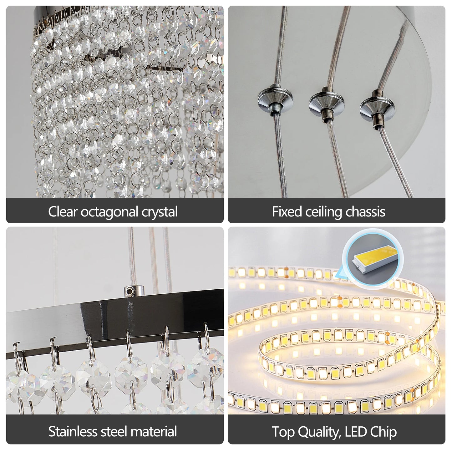 Crystal Pendant LED Ceiling Light Adjustable Temperature