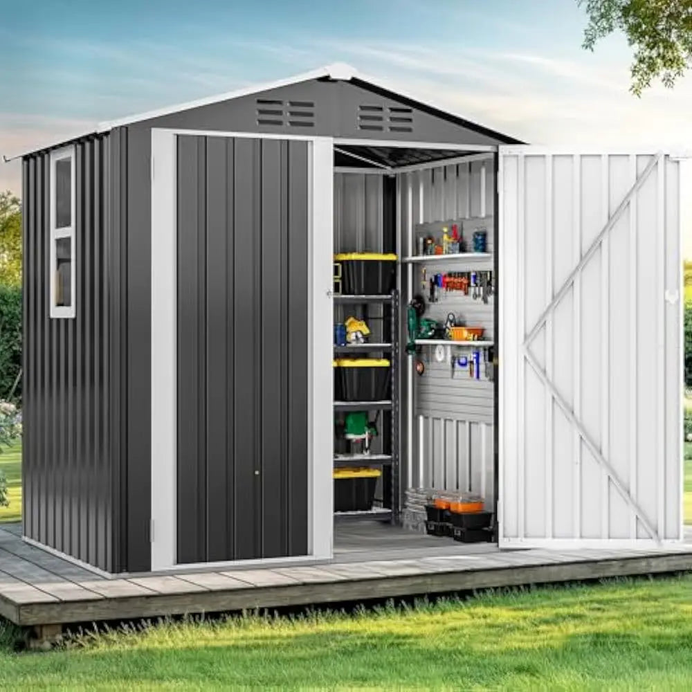 Feature Metal Outdoor Storage Shed With Ventilation