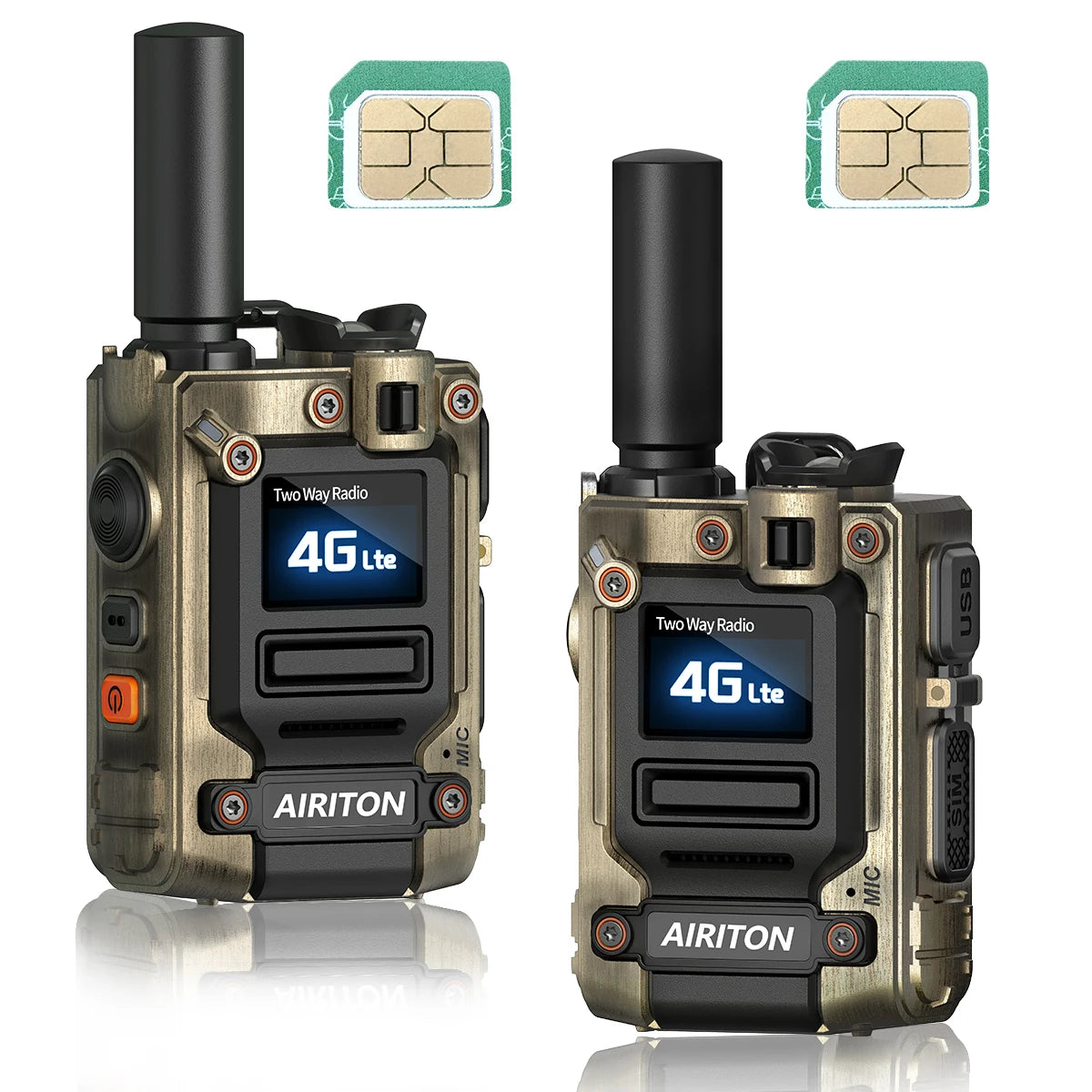 2PCS Global Network POC Radio Walkie Talkie 4G WiFi Unlimited Range Type-C Long Range Sim Card Two Way Radio for Hunting Camping