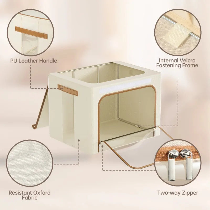 OEINGCN 3 Pack Clothes Storage Bins With Metal Frame