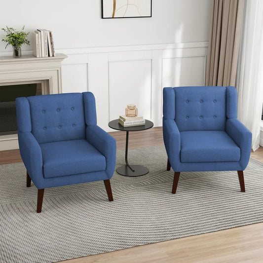 Modern Upholstered Accent Chairs Set of 2 Mid-Century Style