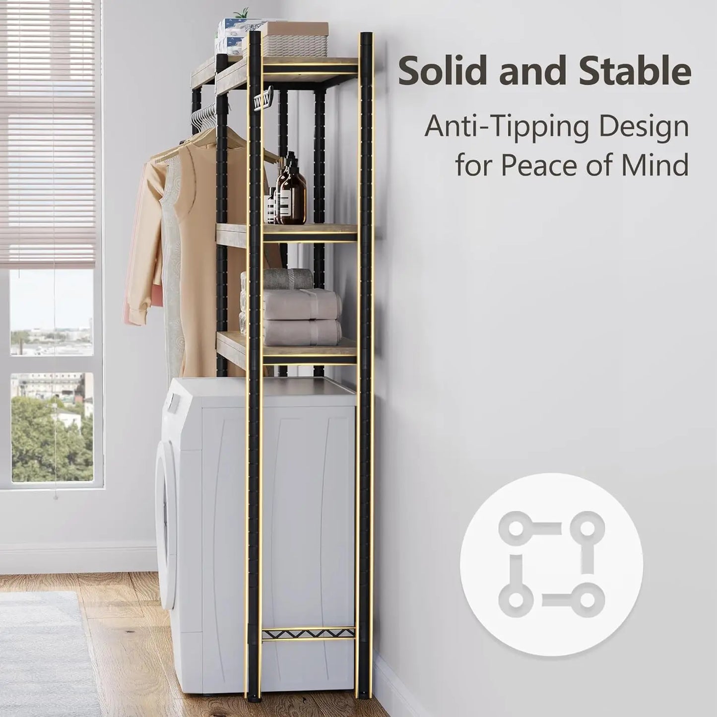 Hignconcerned 5 Tier Washer Storage Shelf Laundry Organizer