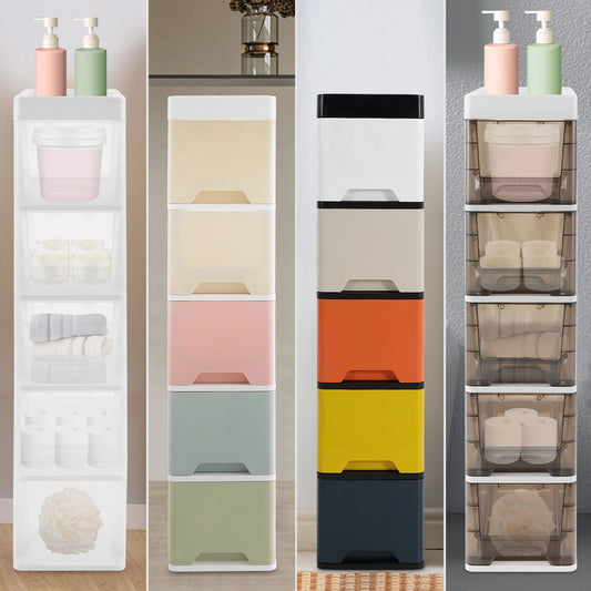 Fininsh 5 Tier PP Rectangular Bathroom Storage Cabinet