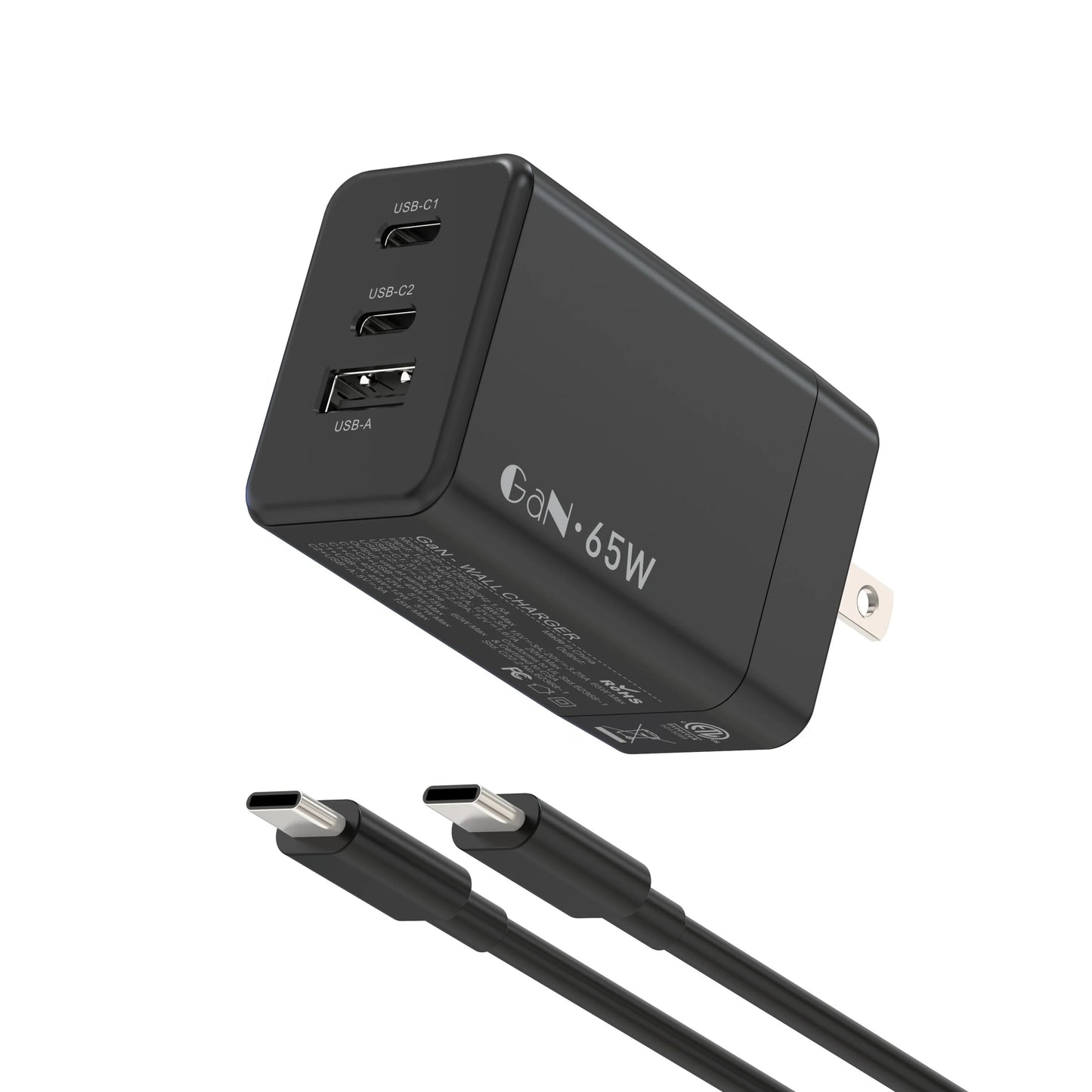 Sanprio 65W USB C GaN Charger 3 Ports With 6.6ft Cable