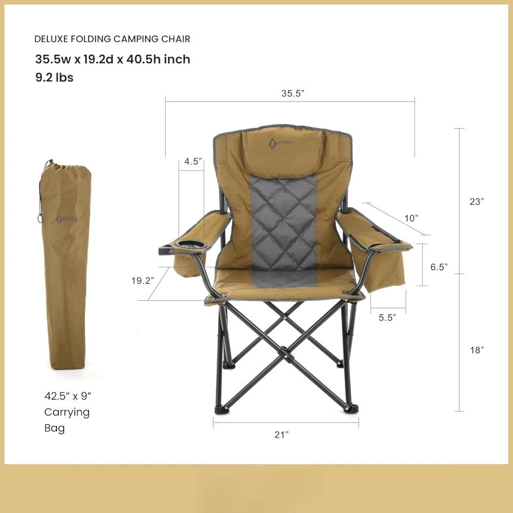 Portable Folding Camping Chair with Cooler and Cup Holders