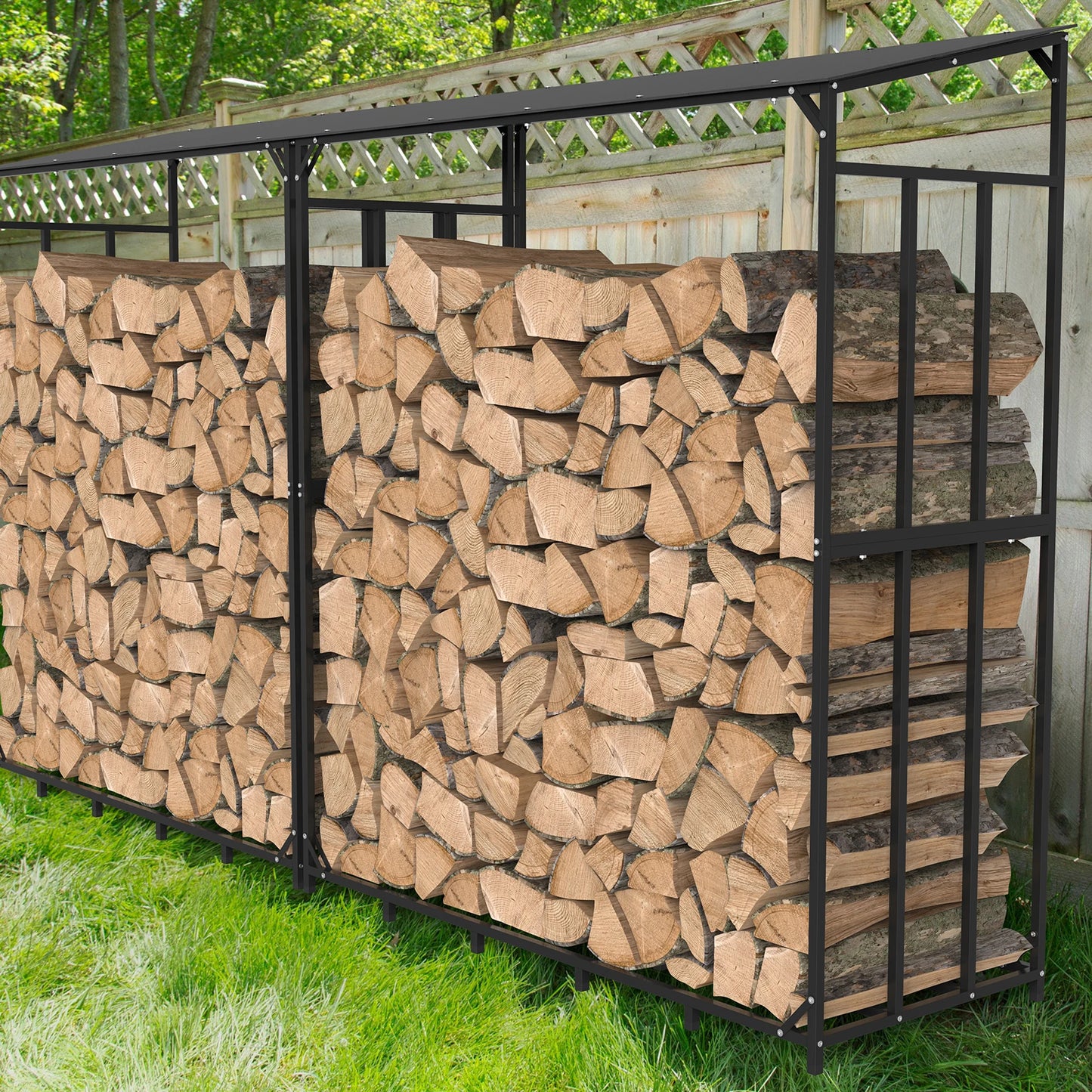 Outdoor Firewood Rack With Cover Heavy Duty Iron Stand