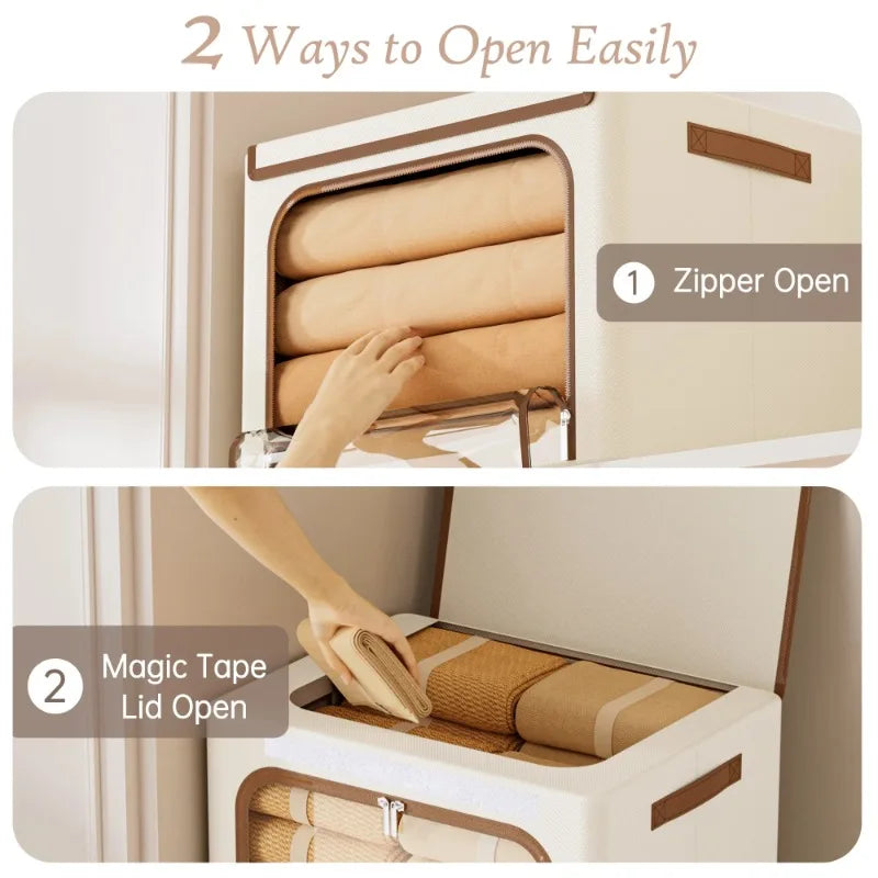 OEINGCN 3 Pack Clothes Storage Bins With Metal Frame