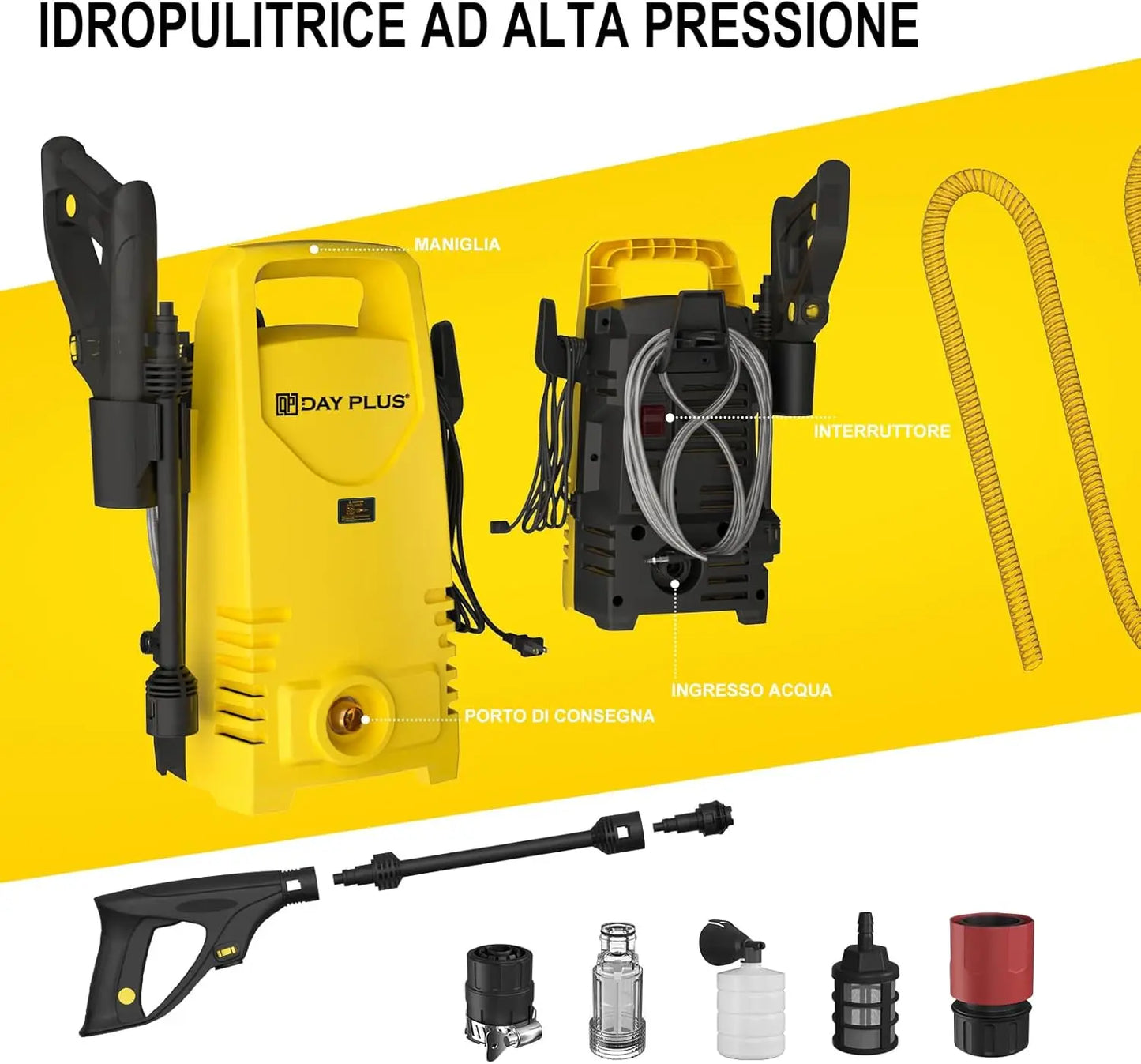 DayPlus Electric High Pressure Washer 1600W 120 Bar Compact