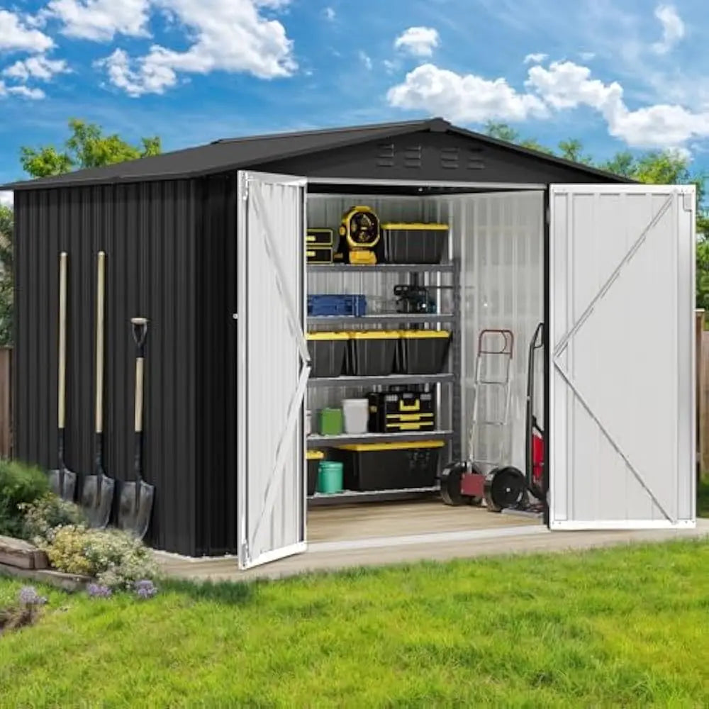 Feature Metal Outdoor Storage Shed With Ventilation