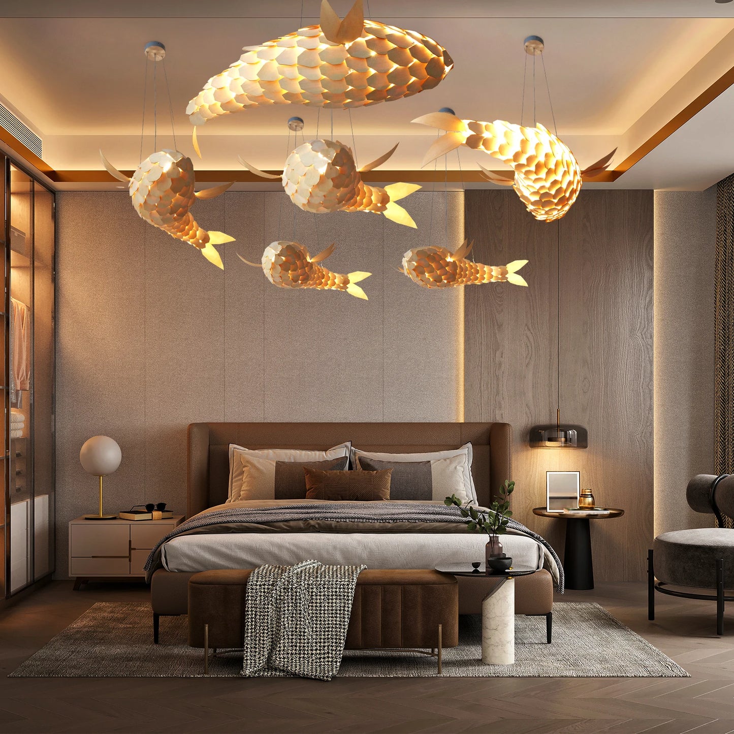 Vrygle Modern LED Fish Shaped Pendant Light Adjustable